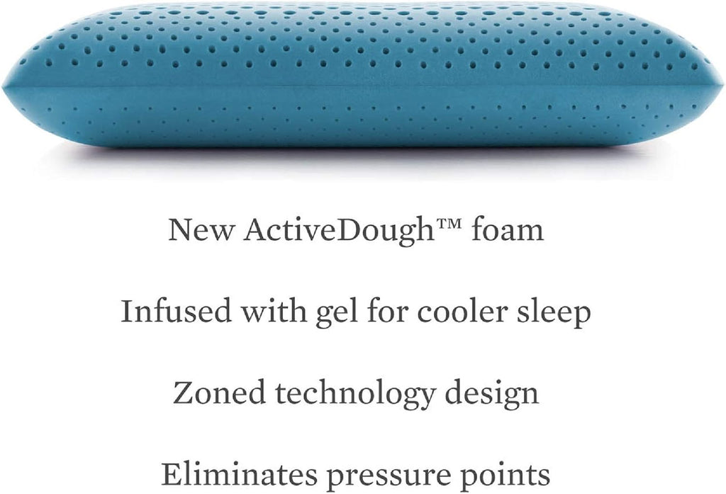 MALOUF Zoned Pillow Infused with Temperature Regulating Gel-New ACTIVEDOUGH Formula is Responsive, Supportive, and Plush-Mid Loft-Queen, Blue