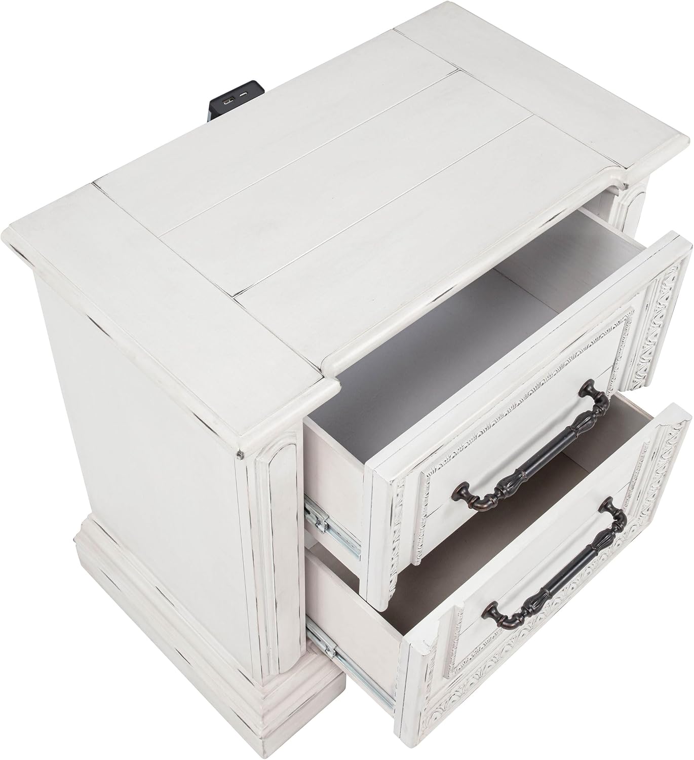 Coaster Home Furnishings - McKinney - Wood - 4-Piece Bedroom Set with Crown Moldings and USB Ports - Bedroom - Eastern King Size - Vintage White - 215871KE-S4