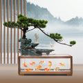 Tabletop Water Fountains Indoors with LED Light, Fake Plants，Rockery and Aquariums Water Fall Indoor for Living Room Office Decor (Fish Tank Size: 17.7L x 8.3W x 6H Inch