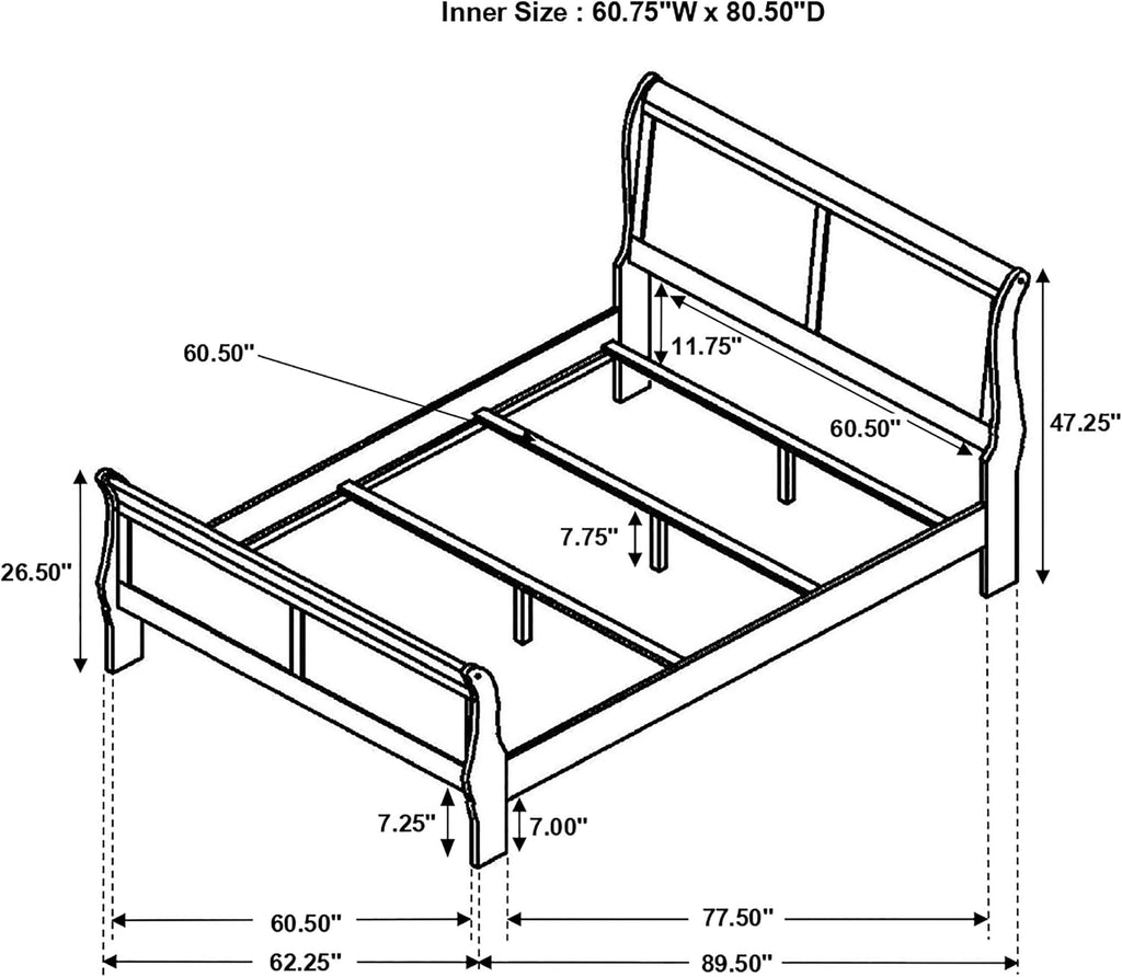 Coaster Home Furnishings Louis Philippe 4-piece Bedroom Set Queen Size Traditional Wooden Sleigh Bed Frame 47-Inch Panel Headboard Nightstand Dresser and Mirror Cappuccino Brown 202411Q-S4