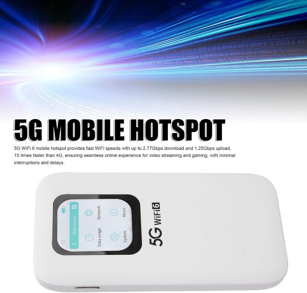 5G WiFi6 LTE Mobile Hotspot, 5G Router with Nano SIM Card Slot, Portable Internet Devices for Travel, 16 Users, 2.01 Inch Screen, for Secure Internet at Home Or Everywhere You