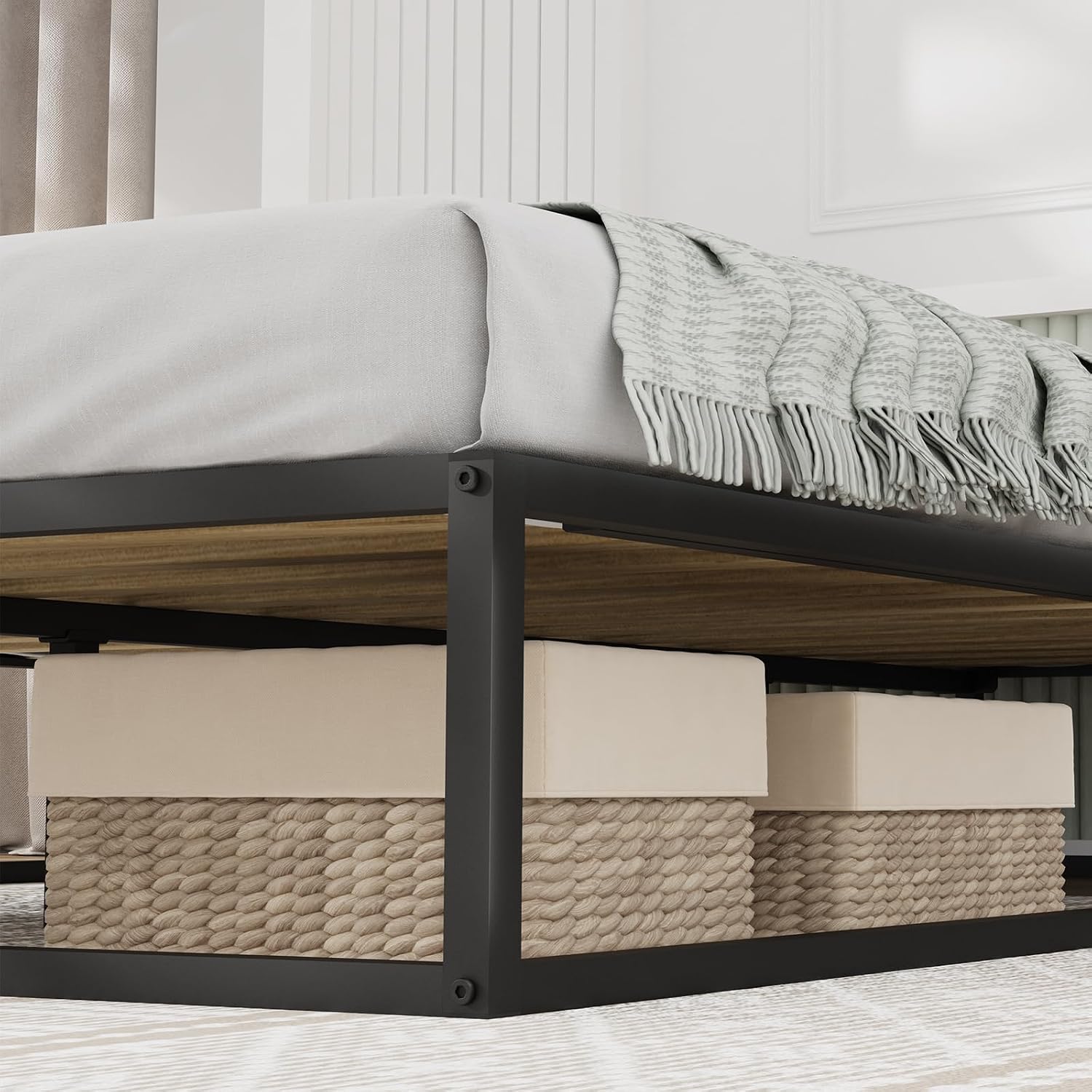 Novilla Ful Size Bed Frame, Metal Platform Bed Frame, Sturdy Metal Bed Frame, Wood Slats Support, No Box Spring Needed, Durable and Safe, Easy Assembly, Black