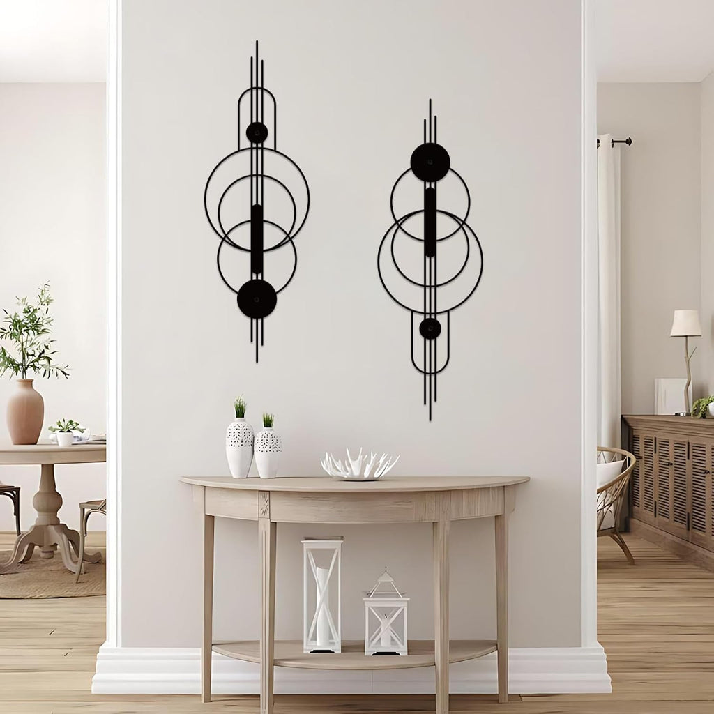 ruelen 2 Pcs Small Metal Abstract Wall Art, Modern Minimalist Wall Decor Single Line Art Metal Vertical Wall Decor Geometric Wall Hanging Sculptures for Home Bedroom Living Room, 39.37 x 12.8 Inch