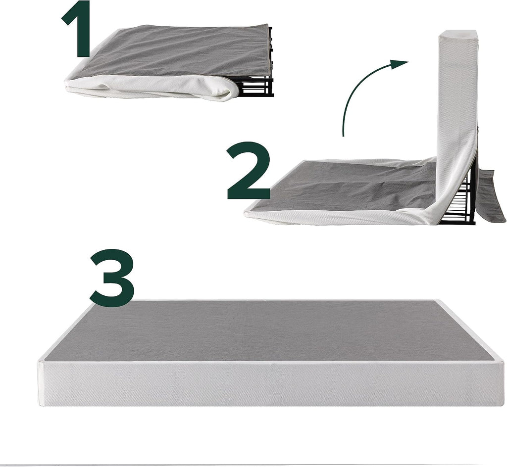 ZINUS 9 Inch Box Spring with Cover, No Assembly Mattress Foundation, Sturdy Metal Structure, Twin XL, White
