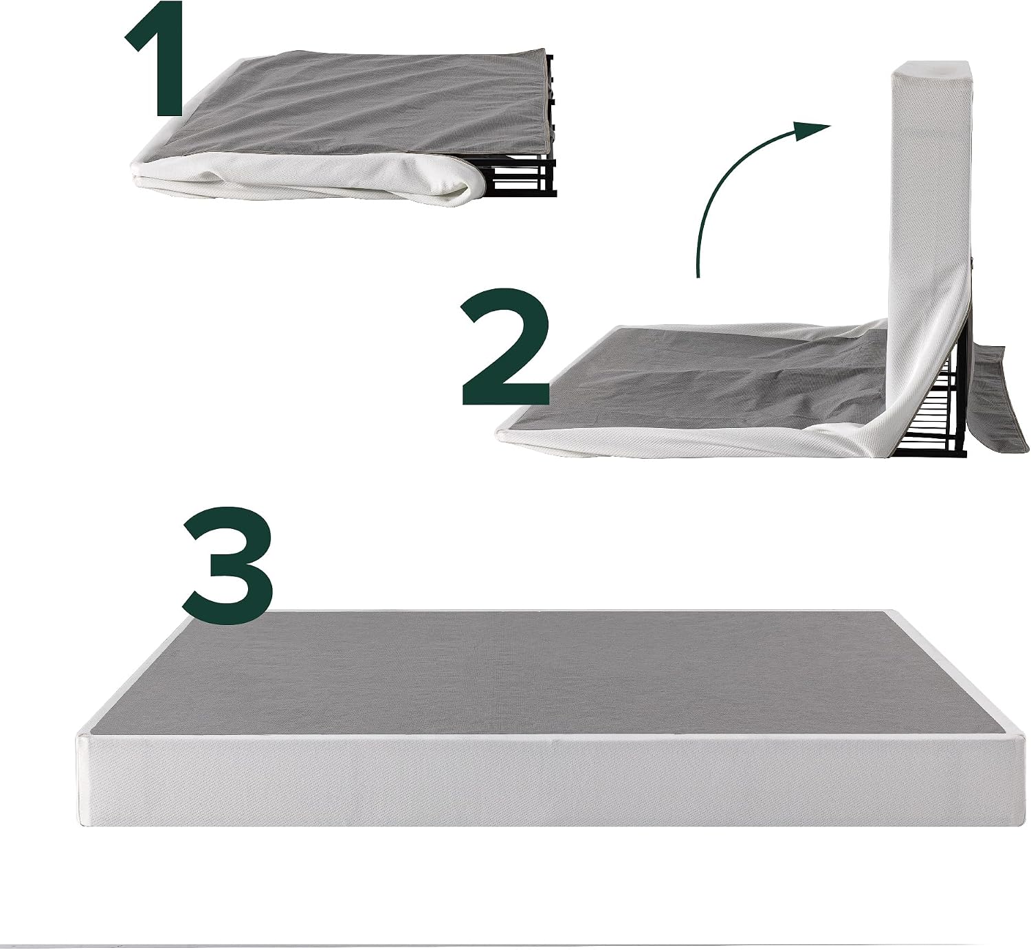 ZINUS 9 Inch Box Spring with Cover, No Assembly Mattress Foundation, Sturdy Metal Structure, Twin XL, White