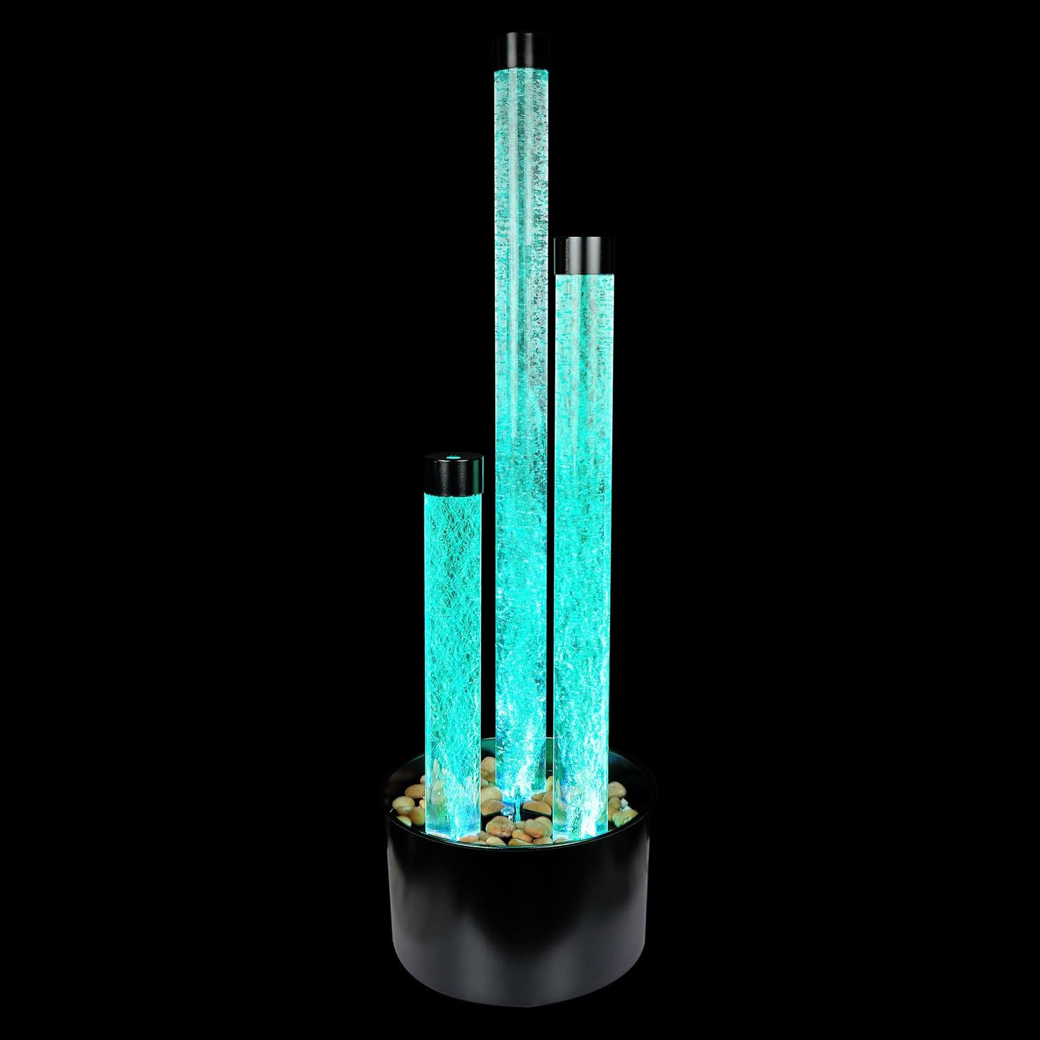 Alpine Corporation MLT166BK 54' 3 Tier Acrylic Bubble Fountain with Remote Control and 16-Color LED Lights, Decorative Water Feature for Indoor/Outdoor Us, Black