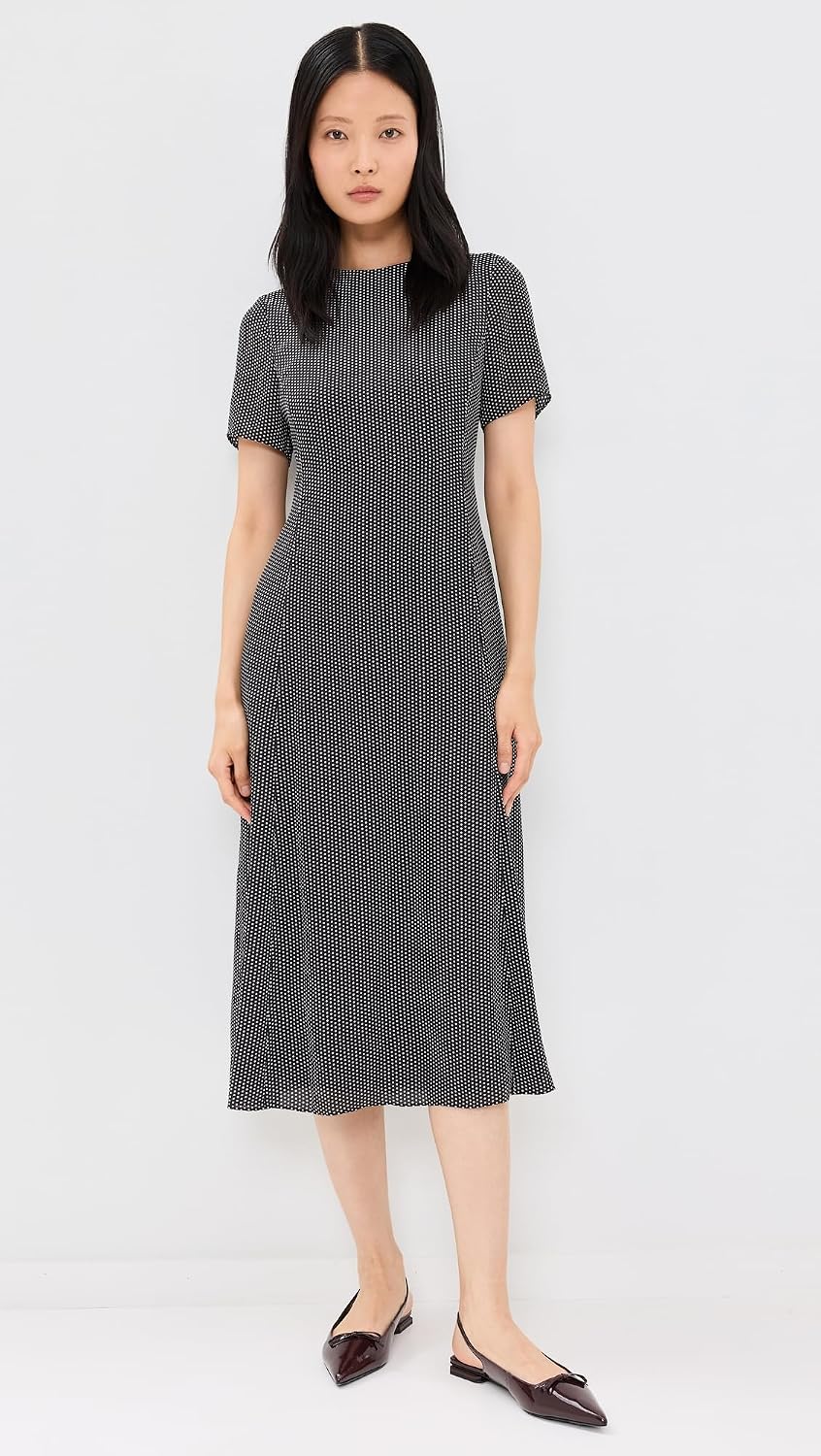 Theory Women's Short Sleeve Flare Midi Dress