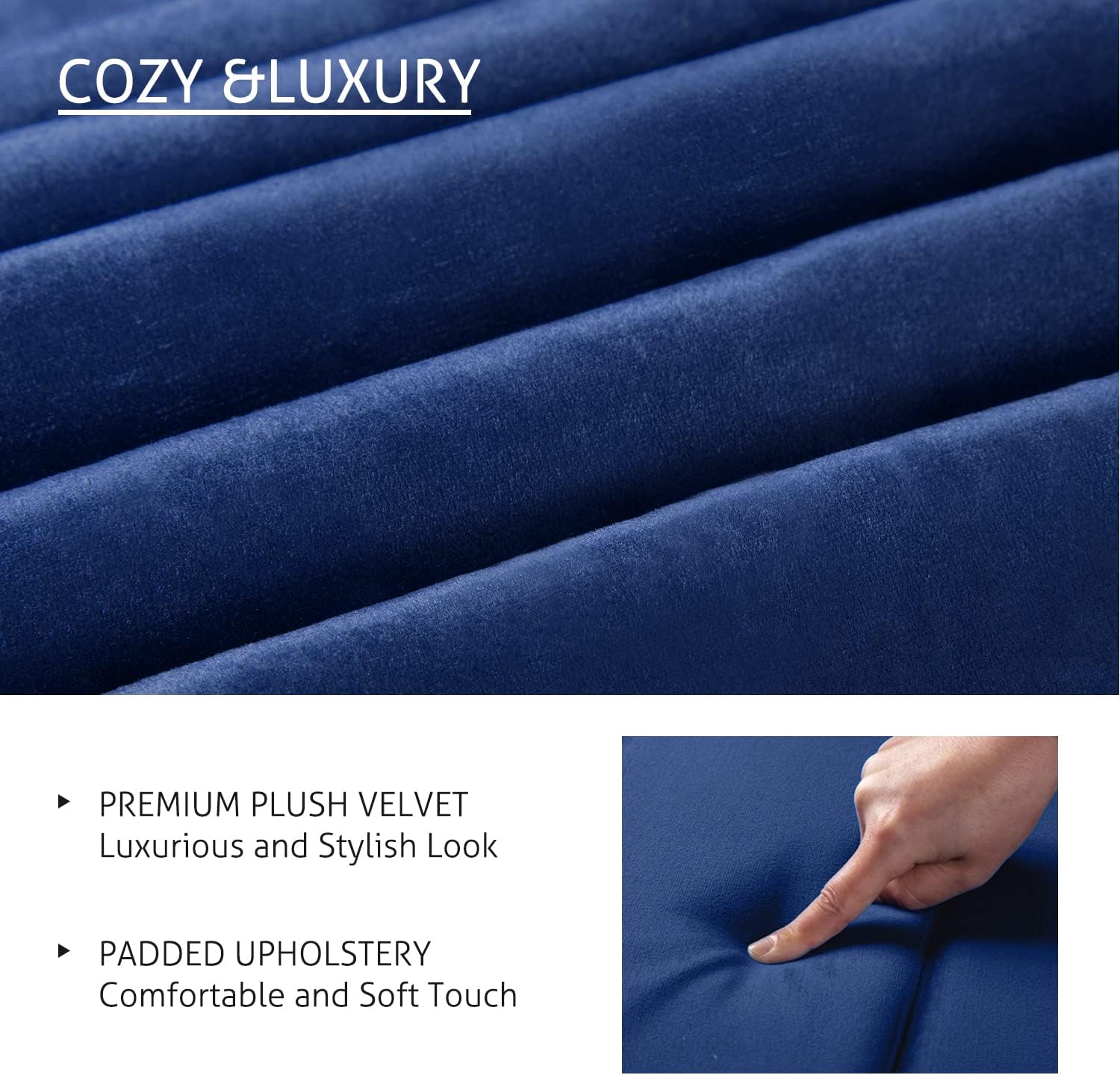 SHA CERLIN Queen Bed Frame/Velvet Upholstered Platform Bed Frame with Headboard/Strong Wood Slats Support/Mattress Foundation/No Box Spring Needed - Dark Blue