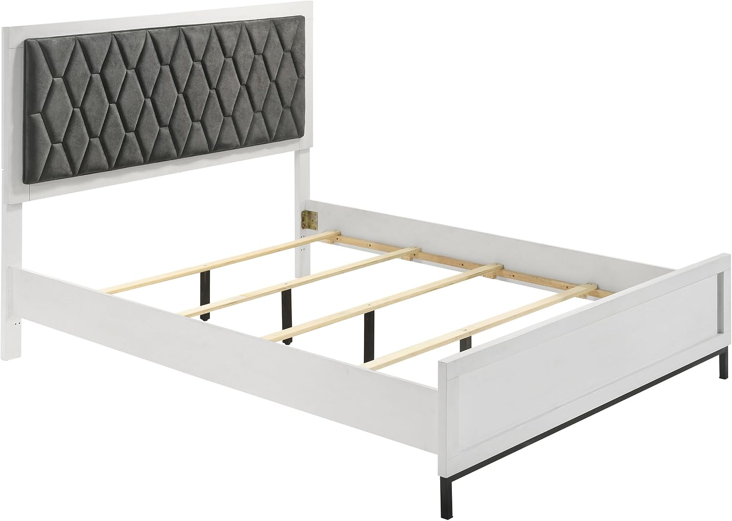 Coaster Home Furnishings Sonora Contemporary 5-Piece Bedroom Set Leatherette Upholstered Queen Size Panel Bed Frame 54-inch Headboard White 224861Q-S5