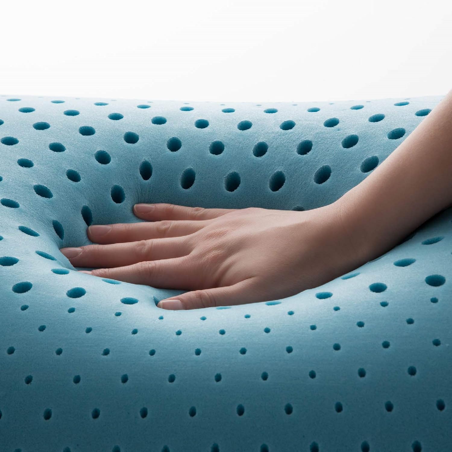 MALOUF Zoned Pillow Infused with Temperature Regulating Gel-New ACTIVEDOUGH Formula is Responsive, Supportive, and Plush-Mid Loft-Queen, Blue