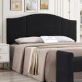 24KF Upholstered Soft Teddy Fabric King Headboard,Modern Wave-Like Top Edge CA King Size Headboard, 6033-K-Black