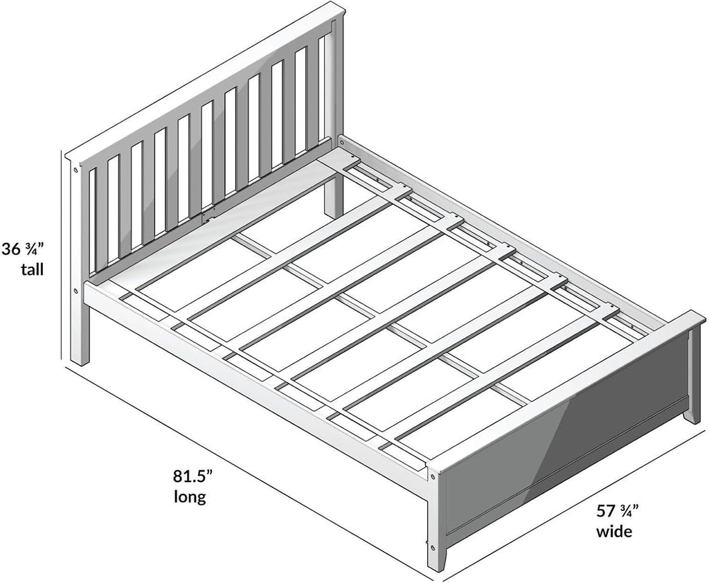 Plank+Beam Solid Wood Full Bed Frame, Platform Bed with Headboard, Natural