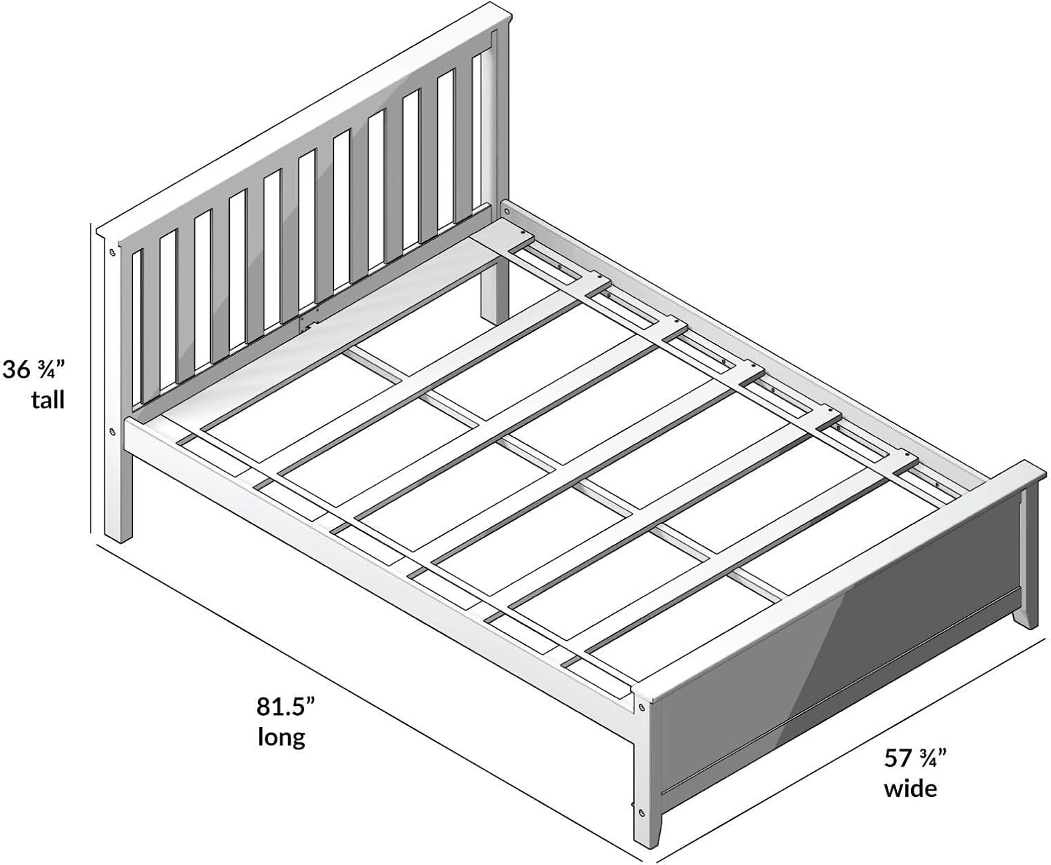 Plank+Beam Solid Wood Full Bed Frame, Platform Bed with Headboard, Natural