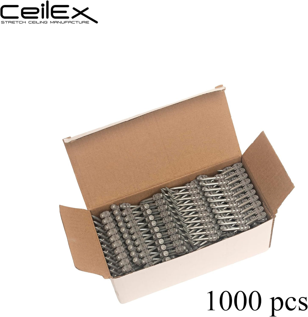 1000x Collated Concrete Nails 5/8''-16mm,3/4''-19mm,7/8''-22mm,1''-25mm,1 1/16''-27mm,1 1/4''-32mm,500x 1 1/2''-38mm,or 200x Plastic Cable Trunking Fastener - for Hilti only B4 MX,BX4 (1 1/4'' (32mm))