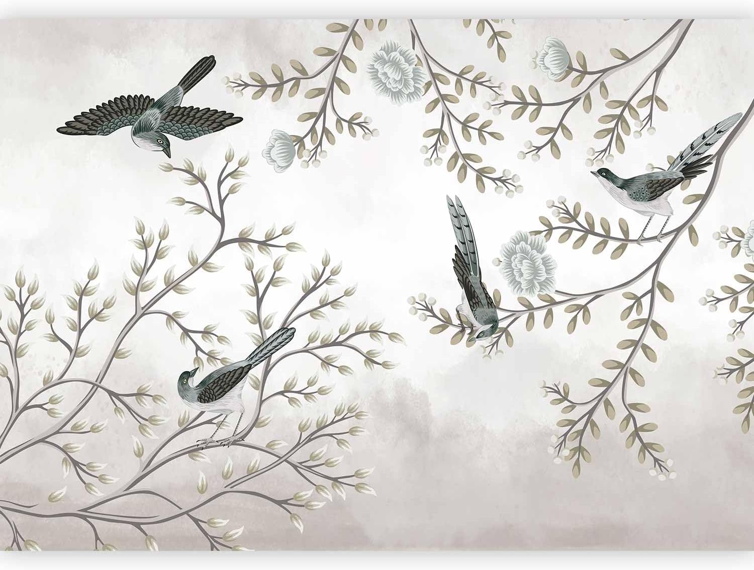 artgeist Premium Wall Mural Bird 157x110 in - Non-Woven Wallpaper Fleece Wall Decor Photo Print Picture Image Design Tree Flowers Nature b-C-10064-a-b