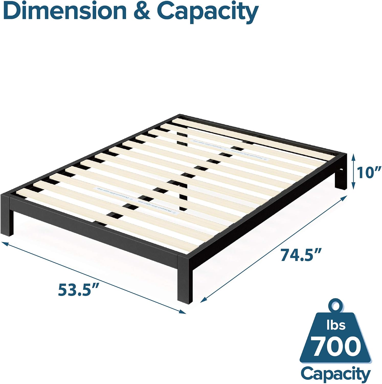 ZINUS Arnav Metal Platform Bed Frame, Wood Slat Support, No Box Spring Needed, Easy Assembly, Black, Full