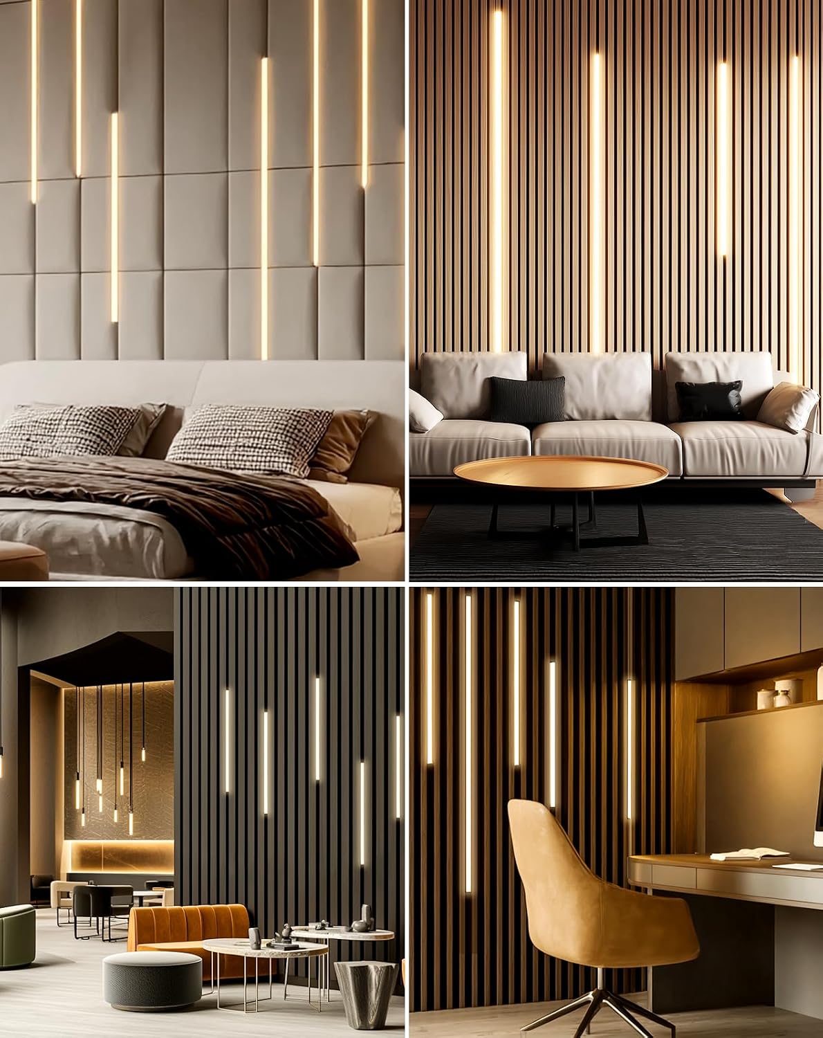 LED Recessed Light Kit, Flexible & Cuttable 3000K Warm White Retrofit Kit LED Light,Dimmable Self-Adhesive Strip Lights for Wood Slat Walls, Accent & Acoustic Panels (7.87ft),24V,UL Listed
