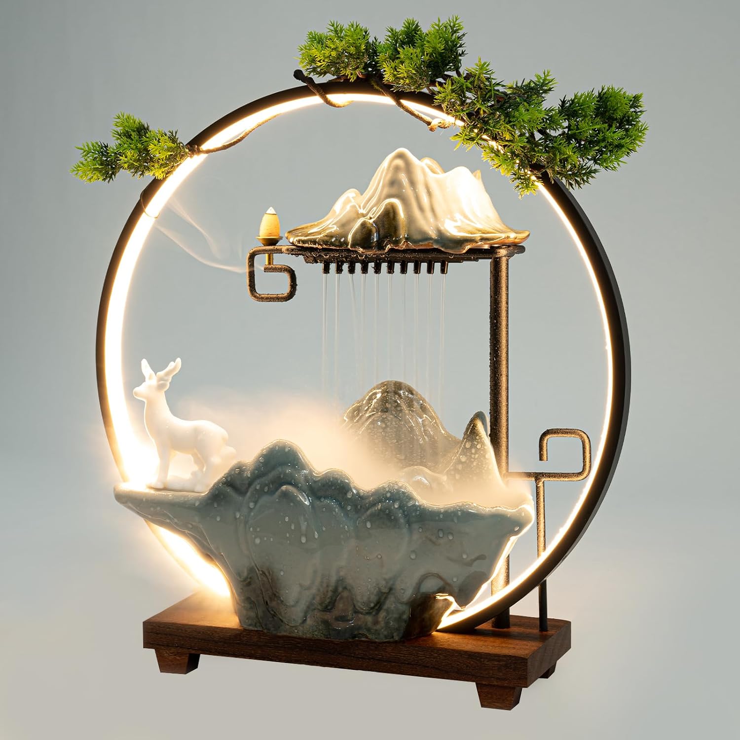 Indoor Tabletop Waterfall Ornament, Rockery Stream Tabletop Fountain, Waterfall Fountain Ornament for Home Office Decor or Home Office Bedroom Decoration
