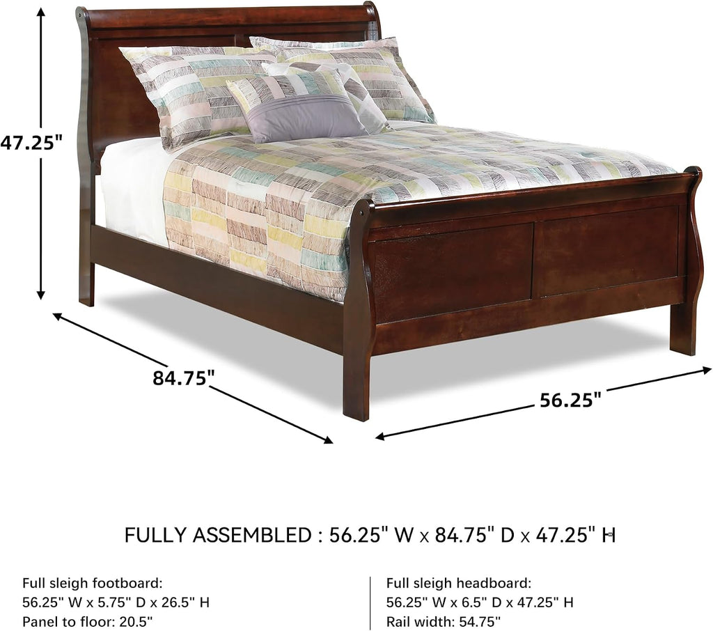 Signature Design by Ashley Alisdair Traditional Full Sleigh Bed, Foundation or Box Spring Needed, Dark Brown