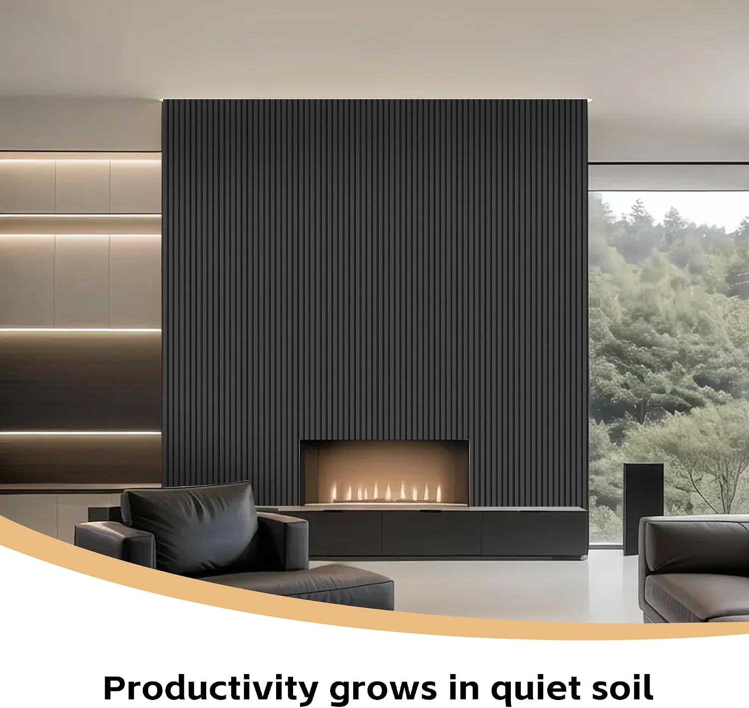 RITOLLO 4 Pack Wood Panels for Wall, 92.5'×12.6' Wood Slat Acoustic Panels for Wall, Soundproof Panels, 3D Fluted Panels for Interior Wall Decor (Black)