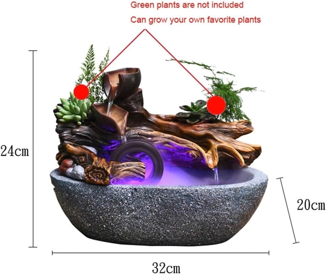 VALTEV Tabletop Water Fountain Living Room Office Desktop Rockery Fountain Accessories Gifts with Atomizer 32 * 20 * 24 Home Decor