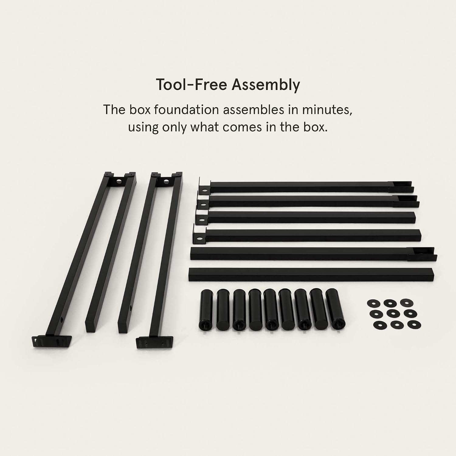 Tuft & Needle Metal Base Bed Frame for Twin XL Mattresses; Simple Tool-Less Assembly Durable Powder-Coated Black Steel; 5-Year Limited Warranty; GREENGUARD Gold Certified