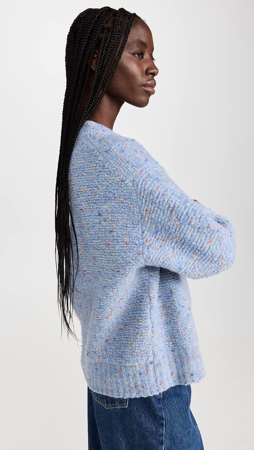 Theory Women's Boxy Mock Neck Tweed Boucle Sweater