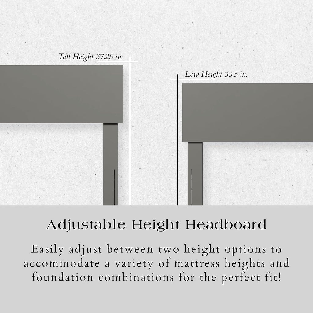 AFI, Orlando King Adjustable Modern Solid Wood Panel Headboard, Grey
