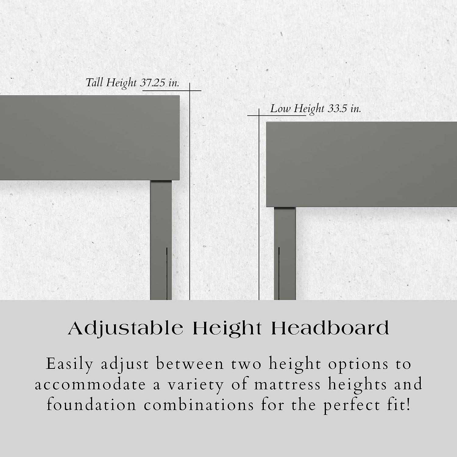 AFI, Orlando King Adjustable Modern Solid Wood Panel Headboard, Grey