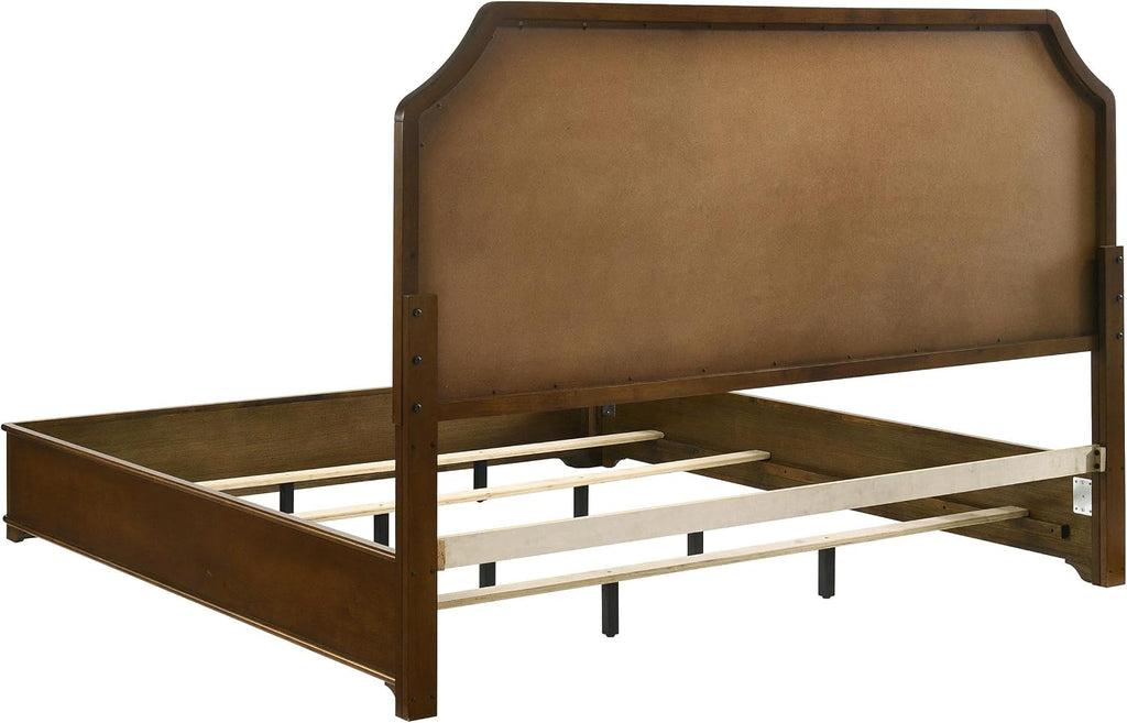 Coaster Home Furnishings - Garland - 5-Piece Bedroom Set with Wood Grain Detail, Cutaway Corners, Padded Headboard and Dual USB Ports - Bedroom - Eastern King Size - Brown Cherry - 205301KE-S5