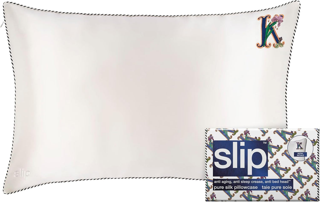slip The Original Queen Pure Silk Pillow Case - 100% Pure 22 Momme Mulberry Silk - Queen Standard Size - Anti-Aging, Anti-BedHead, Anti-Sleep Crease, Initial Collection: Letter K (20' x 30')