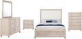 Coaster Home Furnishings - Pembroke - Wood - 5-Piece Bedroom Set with Molding Details, Nailhead Trim, Tapered Legs and Cable Access - Bedroom - California King Size - Washed Oak - 215921KW-S5