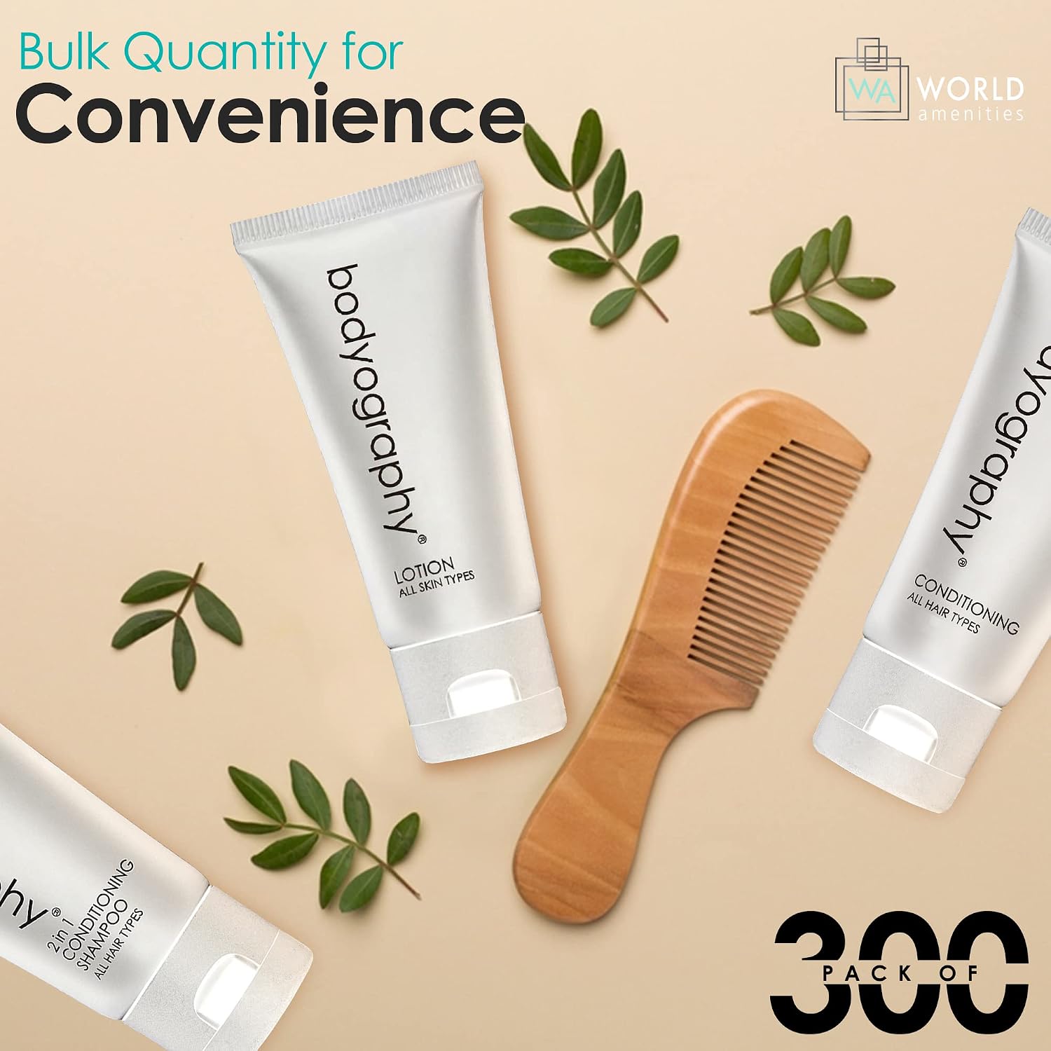 World Amenities - Bodyography blanc- Bulk Hand and Body Lotion | 300 Count | Vanilla White Tea, Mini Travel Size Toiletries (100% Recyclable Tube with Flip Top Cap) Hotel Amenities, for All Skin Types