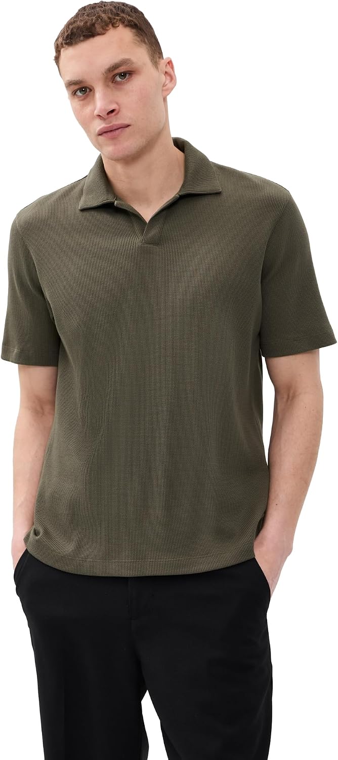 Theory Men's Short Sleeve Polo in Soft Waffle