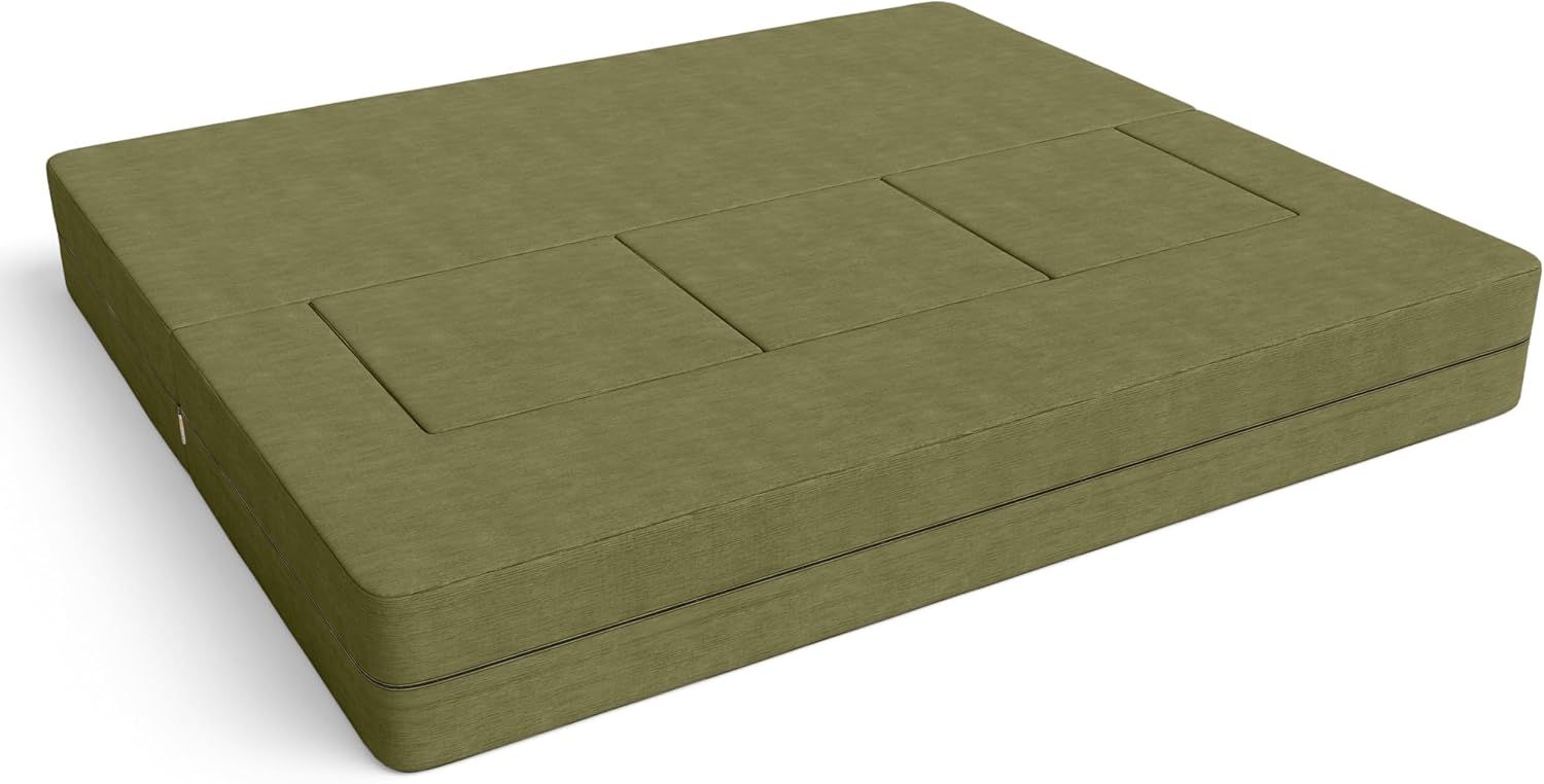 Jaxx Zipline Convertible Sleeper Sofa & Three Ottomans/California King-Size Bed, Moss