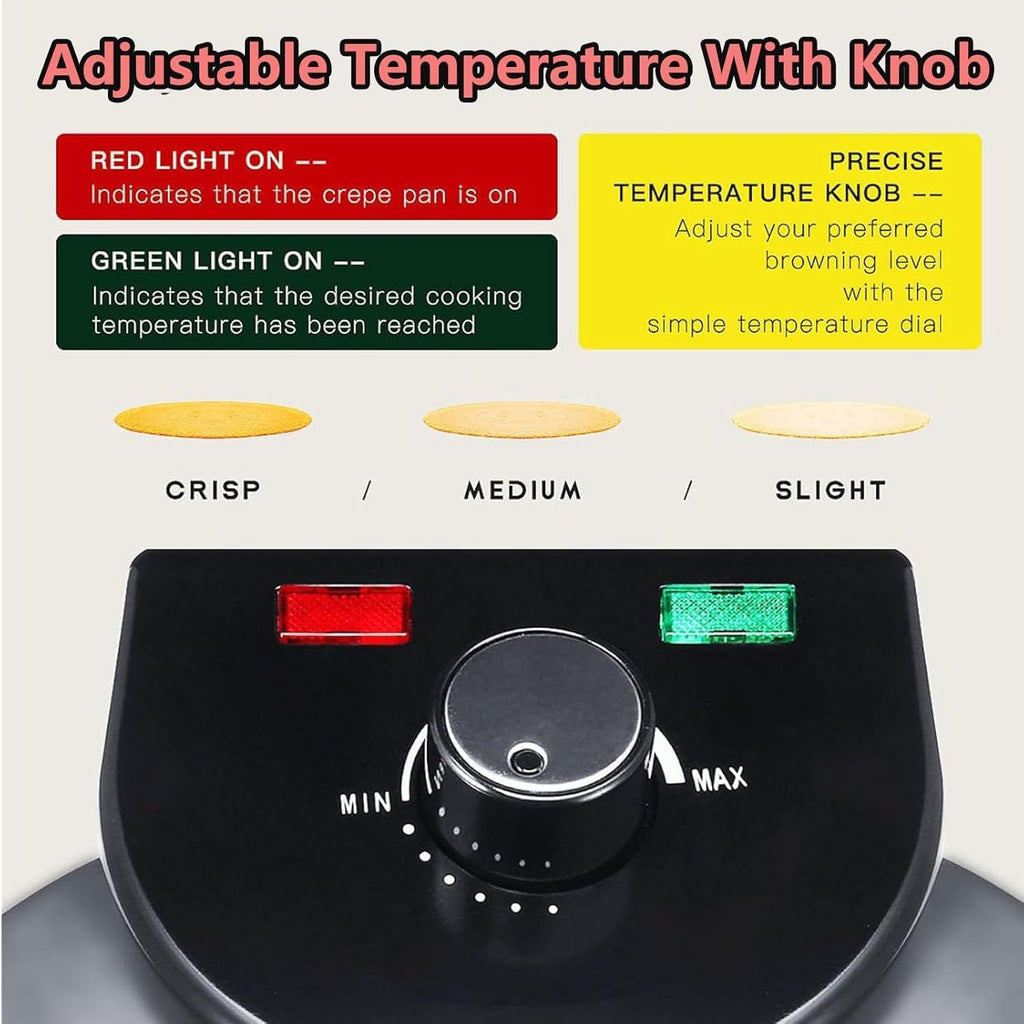 1500W Electric Tortilla Maker, 10 Inch Non Stick Tortilla Press, with Temperature Control & Stainless Steel Cover, Electric Roti Maker for Pitas, Chapati, Roti, Flatbread