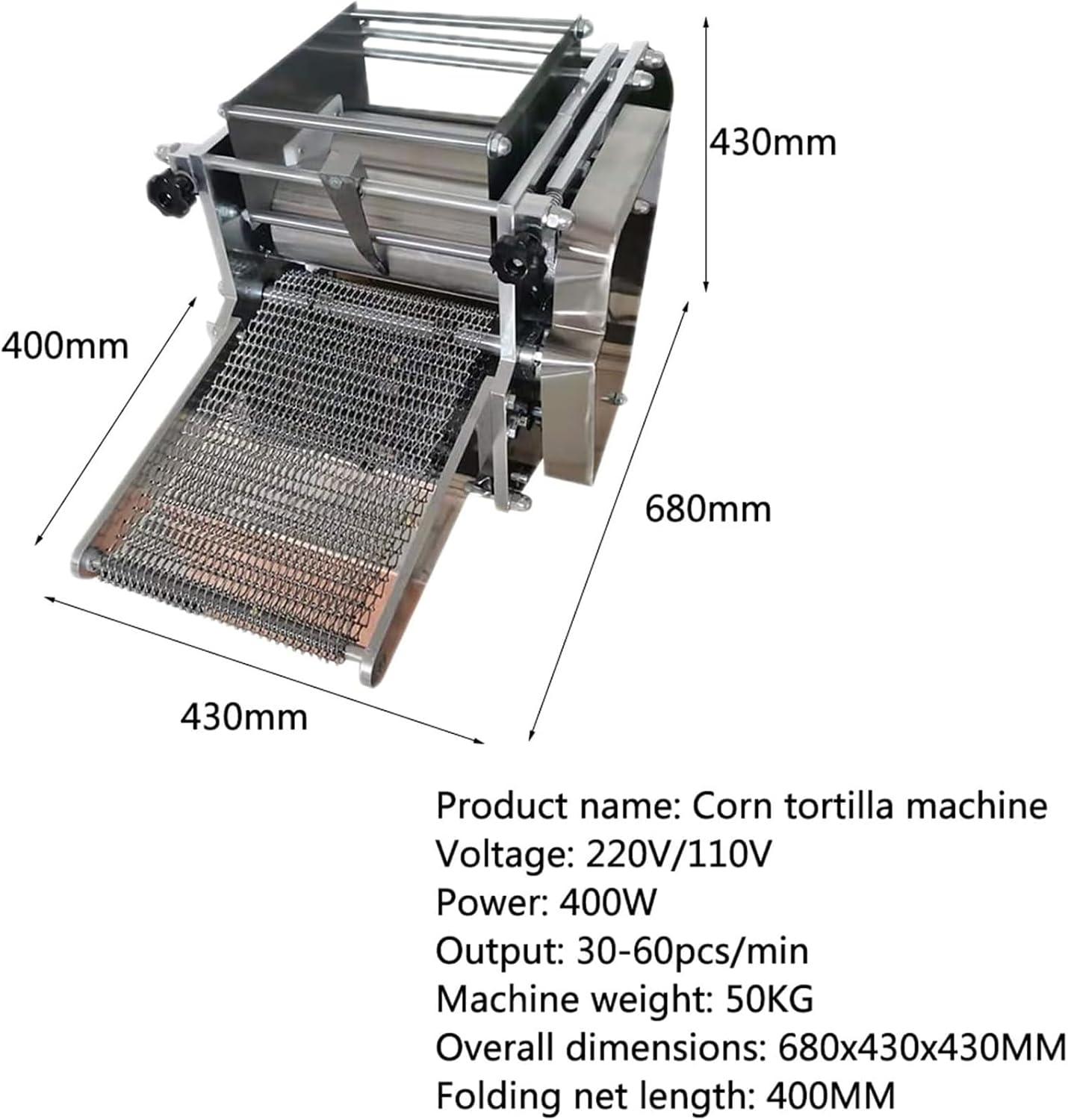 KEhtu Automatic Burrito Machine, Commercial Tortilla Making Machine, 1800 Pcs/h, Uniform Size, Save Time and Effort, Suitable for Tortilla Machine in Factories, Hotels, Restaurants