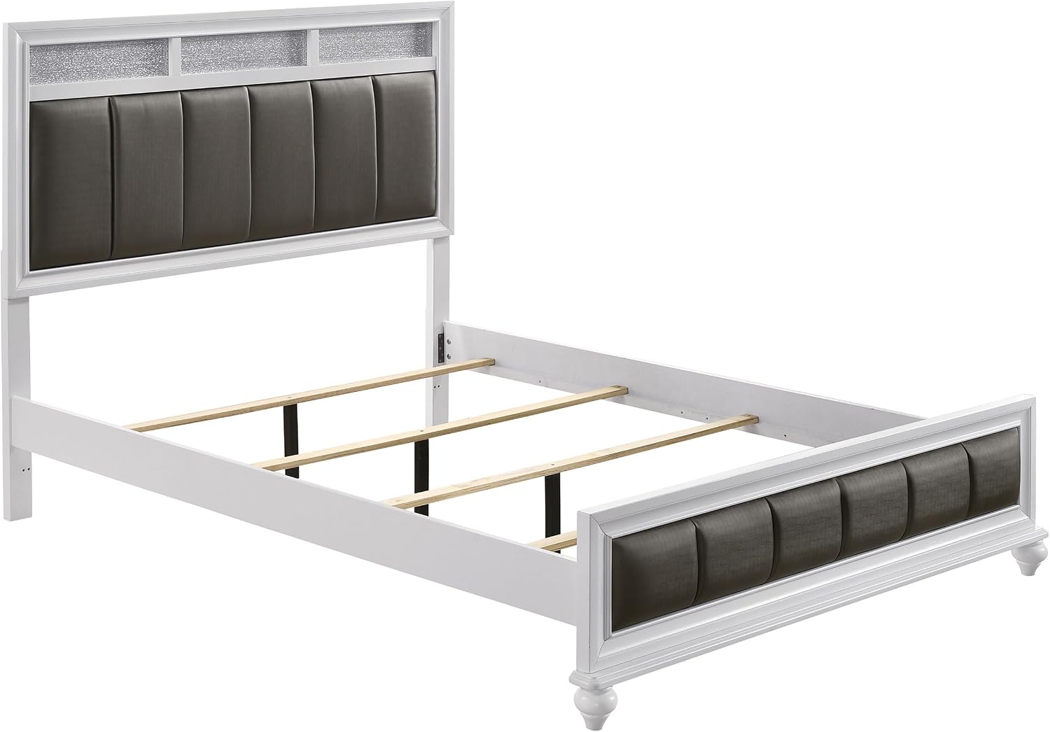 Coaster Home Furnishings Barzini Modern Classic 5-Piece Bedroom Set Leatherette Upholstered Queen Size Panel Bed Frame 56-inch Headboard White 205891Q-S5