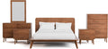 Furniture of America Wyatt Modern Solid Wood Bedroom Collection with Queen Bed Frame, Nightstands, Dresser with Mirror, Chest, No Box Spring Needed, Walnut, Standard Low Profile, 6-Piece Set