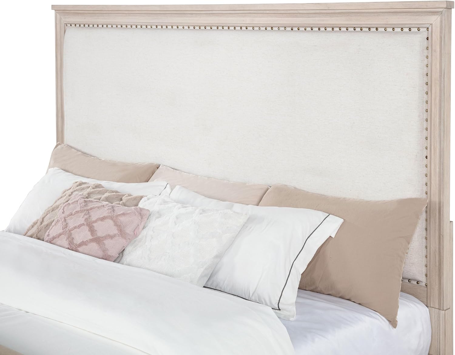 Coaster Home Furnishings - Pembroke - Wood - 4-Piece Bedroom Set with Molding Details, Nailhead Trim, Tapered Legs and Cable Access - Bedroom - California King Size - Washed Oak - 215921KW-S4