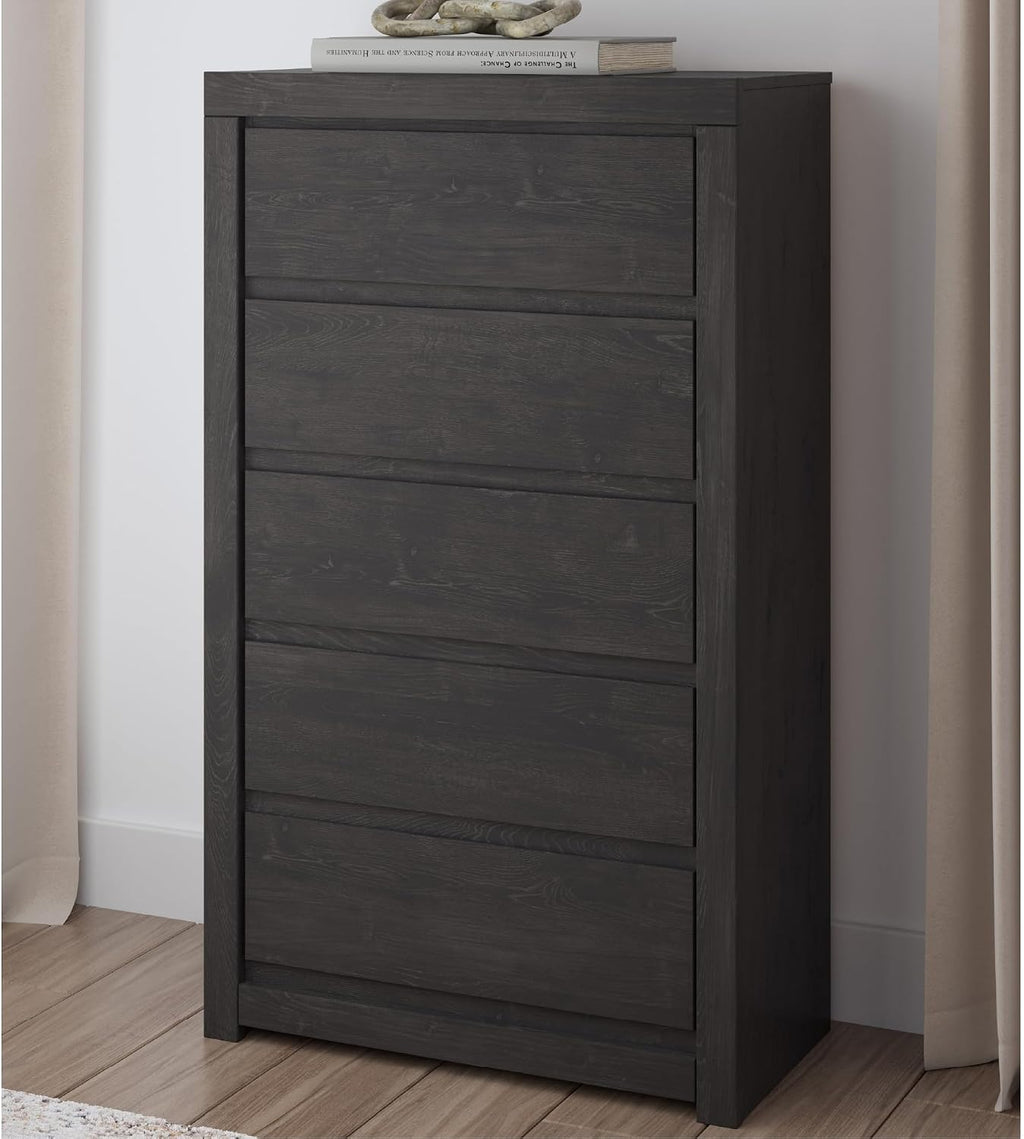 Signature Design by Ashley Parlayon Casual 5-Drawer Chest of Drawers with Safety Stop, Gray