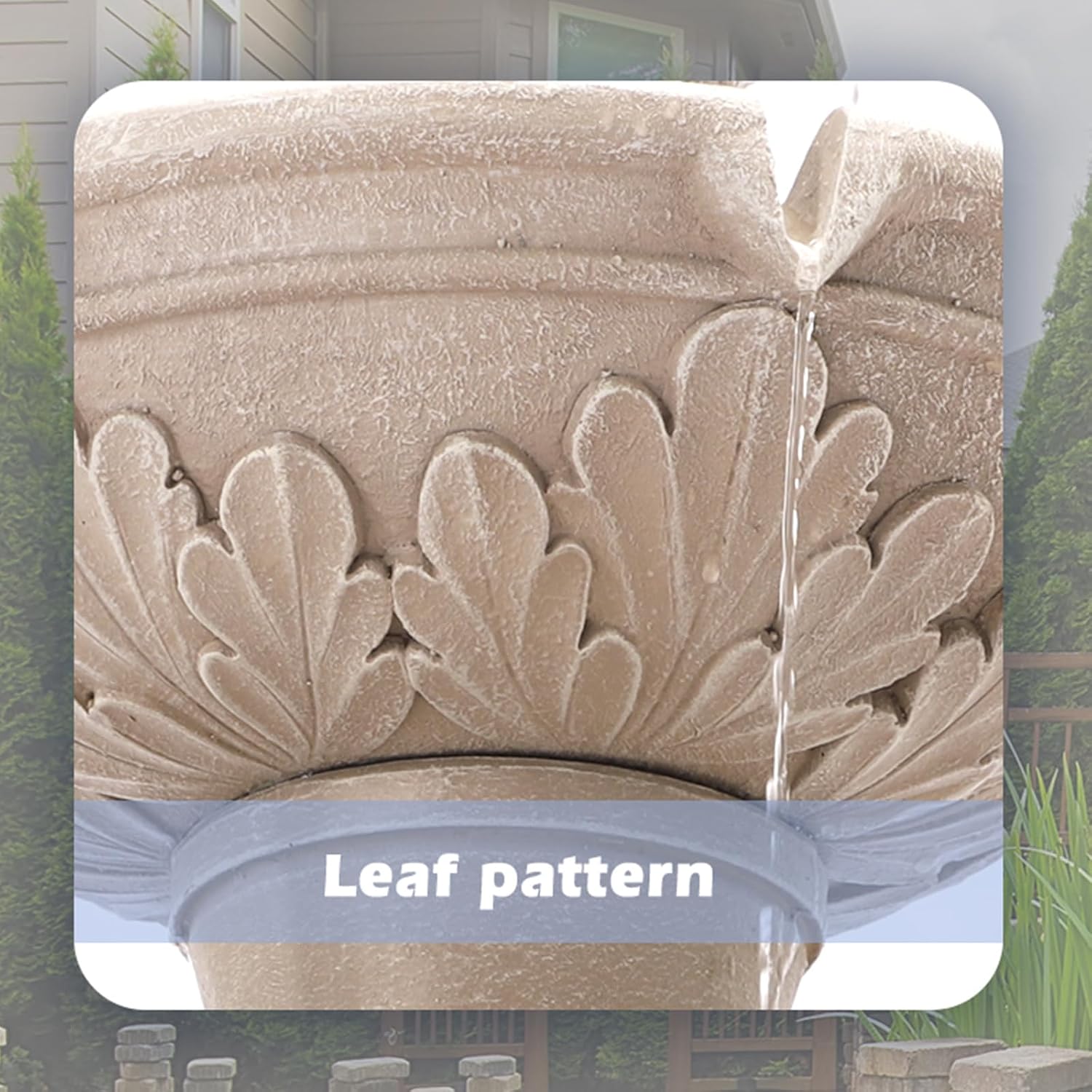 3-Tier Outdoor Water Fountain, 48.4' H Floor Backyard Garden Fountain, Water Feature Indoor with Pump, Outdoor Freestanding Waterfall Fountain, Bernini Fountain for Garden Patio Yard (Beige)