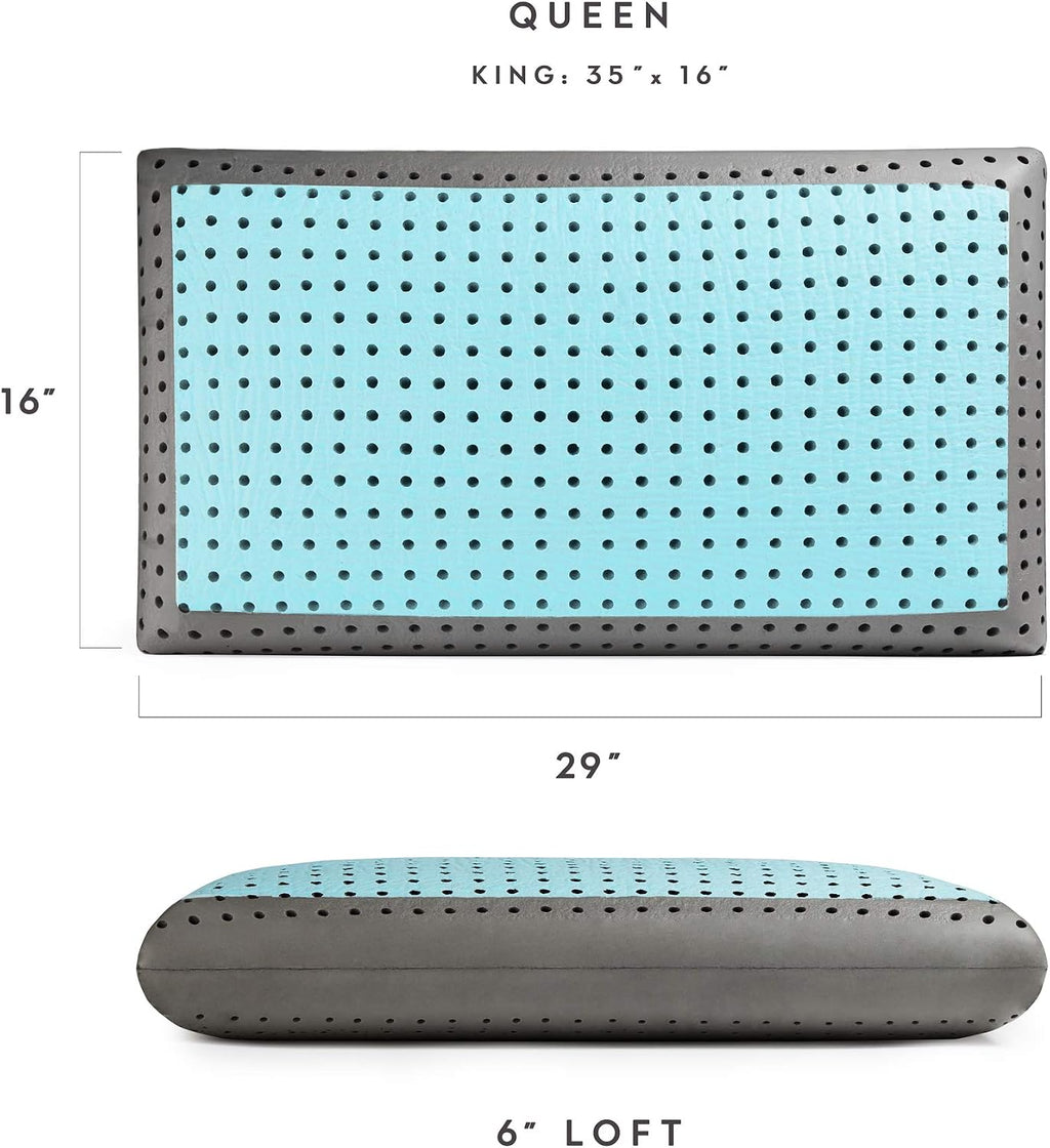 Z CARBONCOOL LT Plus OMNIPHASE Phase Change Material Memory Foam Pillow - Continual Temperature Regulation with Cool Surface - Mid-Loft - Queen