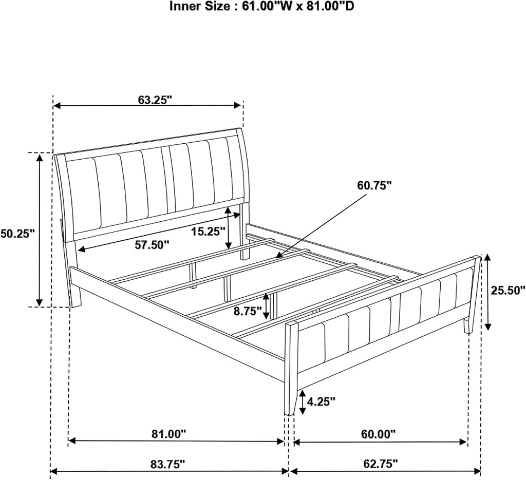 Coaster Home Furnishings Carlton Contemporary 5-Piece Bedroom Set Leatherette Upholstered Queen Size Panel Bed Frame 51-inch Headboard Cappuccino 202091Q-S5