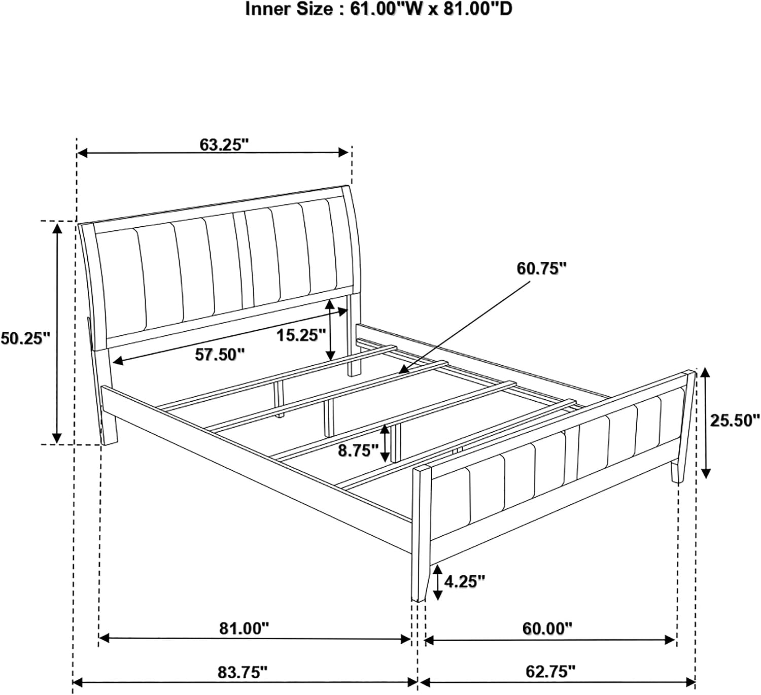 Coaster Home Furnishings Carlton Contemporary 5-Piece Bedroom Set Leatherette Upholstered Queen Size Panel Bed Frame 51-inch Headboard Cappuccino 202091Q-S5