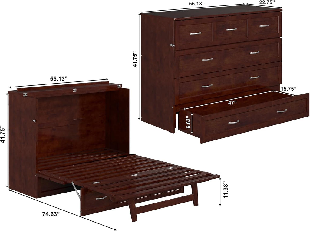 AFI Deerfield Murphy Bed Chest Full, Walnut