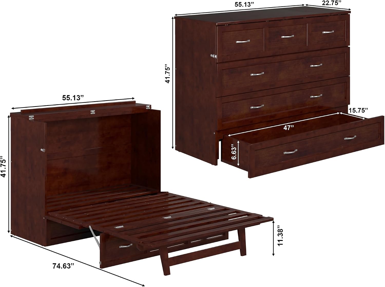AFI Deerfield Murphy Bed Chest Full, Walnut
