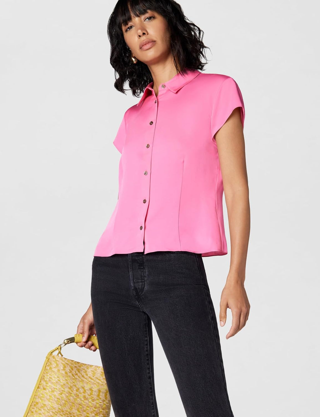 Theory Women's Cap SLV Blouse, Bright Pink, M