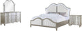 Coaster Home Furnishings Evangeline Modern Classic 4-Piece Bedroom Set Chenille Upholstered California King Size LED Panel Bed Frame 67-inch Headboard Silver Oak 223391KW-S4