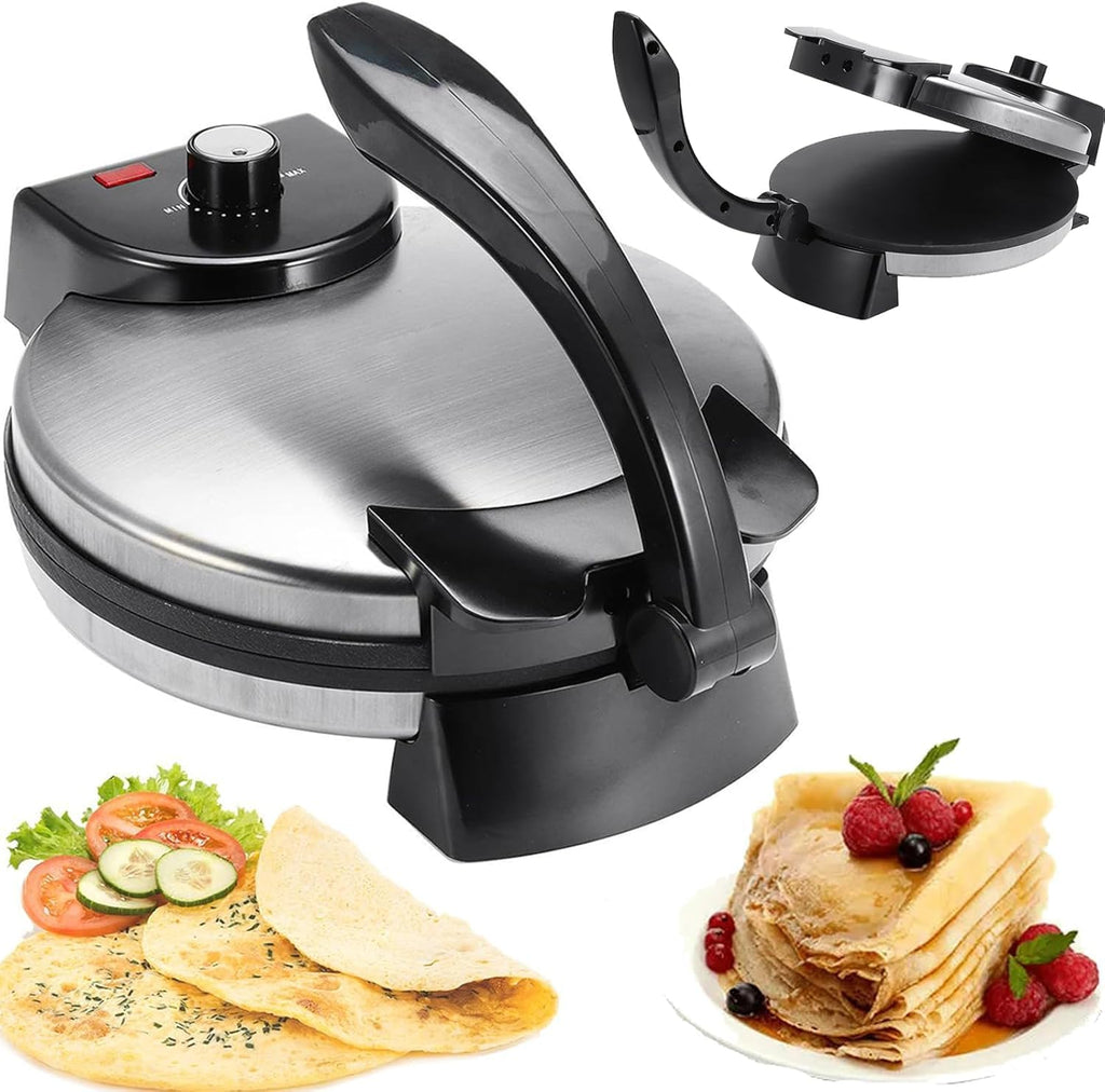 1800w Electric Roti Maker – 10-inch Non-stick Chapati & Tortilla Machine With Adjustable Temperature, Double-sided Heating For Pizza, Pita, Quesadillas